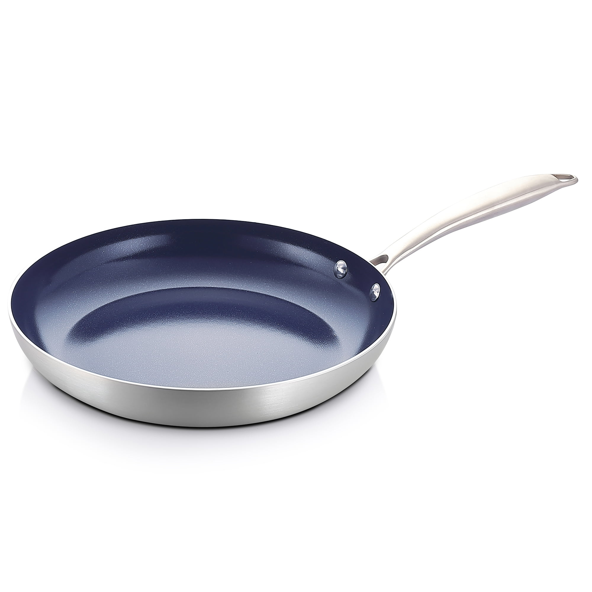 Eternal Living Nonstick Frying Pans Grill Pan Stainless Steel and Ceramic  Infused Square Griddle, Blue 9.5”