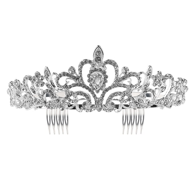 KAKOWELY Tiara de corona con brillantes cristales y diamantes de imitación para boda, fiesta de graduación (plata)