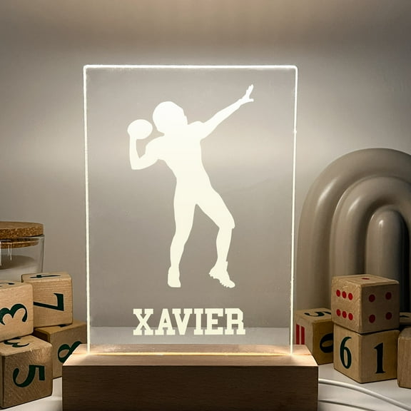 Custom Personalized Engrave UV Printed LED Night Light Up Table Desk Lamp Boys Girls Sports Football Choice Design Room Décor Gift