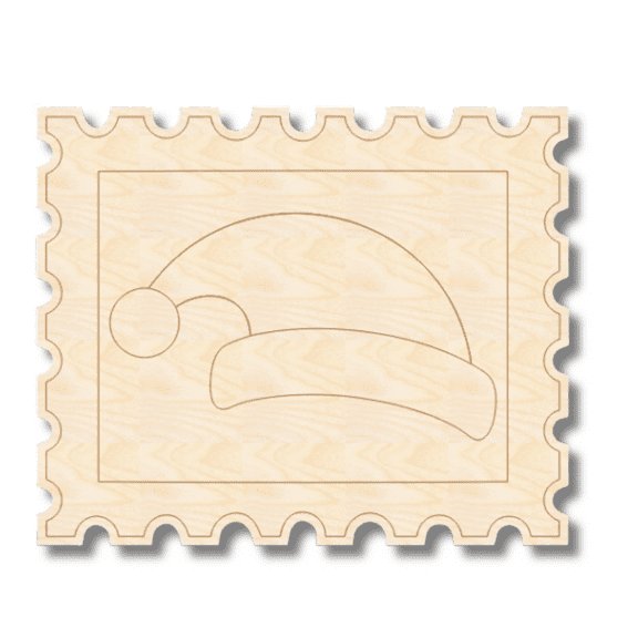 Unfinished Wood Etched Santa Hat Stamp Shape 6" / 1/4"