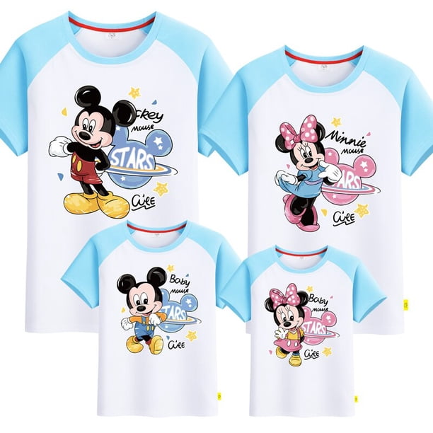 Dibujos animados Mickey Mouse Minne Familia Ropa a juego Papá Mamá Niños Niñas Trajes a juego Niños Adulto Camiseta Camisetas Verano Ropa Mamá (XL) Gao Jinjia LED