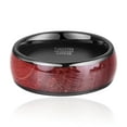 thumbnail image 2 of JQUEEN 8mm Black Tungsten Rings for Men Red Burl Wood Inlay Wedding Band Domed Comfort Fit Size 7-12, 2 of 5
