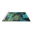 thumbnail image 2 of Ahgly Company Machine Washable Indoor Square Oriental Turquoise Blue Industrial Area Rugs, 4' Square, 2 of 4