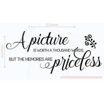 Picture is Worth Thousand Words, Memories Priceless Family Wall Decals Vinyl Lettering Stickers Quote, 23 X 10 , Black