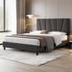 thumbnail image 1 of Queen Cama Frame con cm de Alturaeadboard Linen Upholstered Platform Cama con Ajustable cm de Profundidadiagonal Channel Tufted cm de Alturaeadboard Mattress Foundation con Strong cm de..., 1 of 7