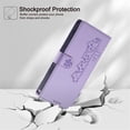 thumbnail image 6 of Wallet Leather Case For iPhone 14 Pro 6.1",with Card Holder,wristband, Shockproof Kickstand Embossed Cute Cats, Snap Phone Case,Purple,For iPhone 14 Pro, 6 of 9