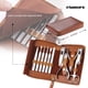 thumbnail image 3 of Juego de manicura, kit de manicura profesional Juego de cortaúñas 11 en 1 Kit de herramientas de pedicura de acero inoxidable Kit de aseo con estuche de viaje portátil de cuero marrón para hombres L18 Namotu CZMR-SY41, 3 of 7