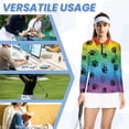thumbnail image 6 of Garronmavis Golf Shirt Women Zip Up Tennis Shirts Casual Long Sleeve Shirts Workout Tennis Tops Dog Paw Golf Shirt, Colorful Dog Paw Print, Size XL, 6 of 7