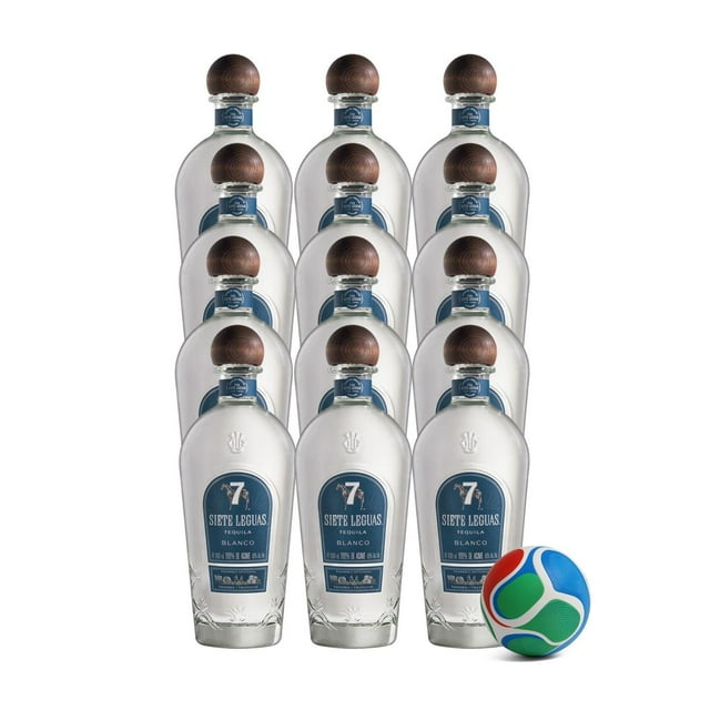 12 Tequila 7 Leguas Blanco 1 L + Balón Mini