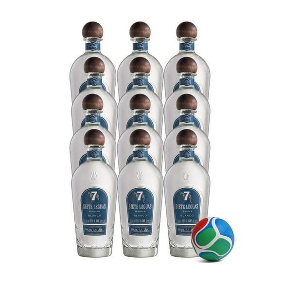 12 Tequila 7 Leguas Blanco 1 L + Balón Mini