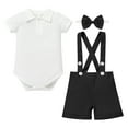 thumbnail image 3 of IBTOM CASTLE Baby Boys 1st Birthday Formal Suit Gentleman Wedding Tuxedo Outfits Bowtie Romper Suspenders Short Pants Baptism Christening Clothes Cake Smash 12-18 Months Black, 3 of 8