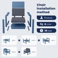 thumbnail image 6 of KINGYES 3 Pieces Outdoor Furniture Set, HDPE All Weather Use Conversation Couch Sets,2 Armchairs & 1 Coffee Table for Patio Backyard, Blue Frame with Gray Cushions, 6 of 8