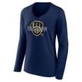 thumbnail image 2 of Women's Navy Milwaukee Brewers Stellar Long Sleeve V-Neck T-Shirt, 2 of 3