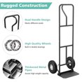 thumbnail image 3 of 15”x 8” Hand Truck, Heavy Duty Metal Dolly Cart ,P-Handle Hand Truck Dolly with Vertical Loop Handle, Foldable Nose Plate, 10” Pneumatic Rubber Wheels for Lifting, 660LBS Capacity, Black, 3 of 5