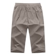 thumbnail image 5 of Wrtxtat Plus Size Capris for Men Lightweight Drawstring Waist Wide Leg Cropped Hiking Jogging Track Pants with Zipper Pockets Khaki#01 L, 5 of 9