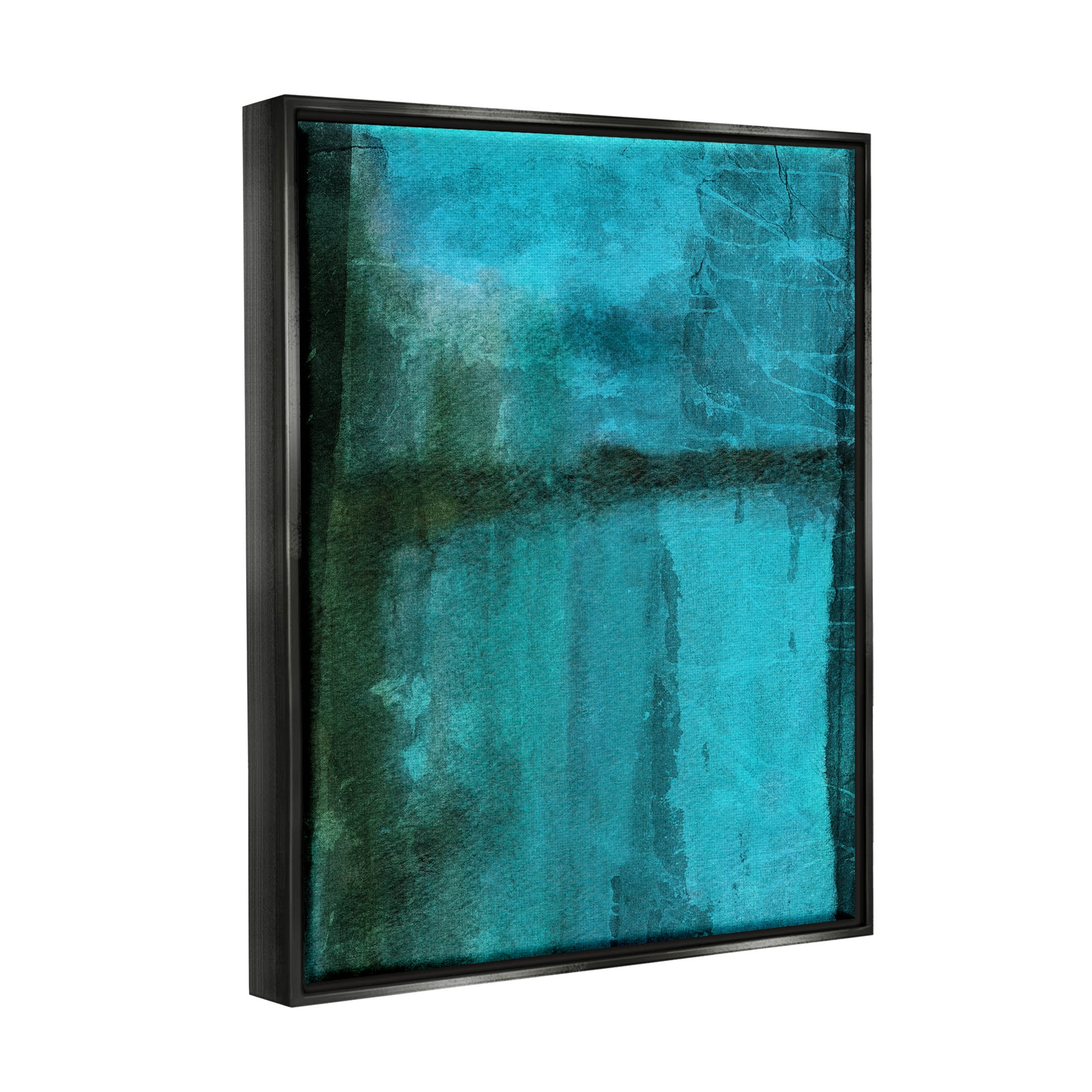 Abstract Blue Lake Landscape Abstract Graphic Art Jet Black Framed Art Print Wall Art