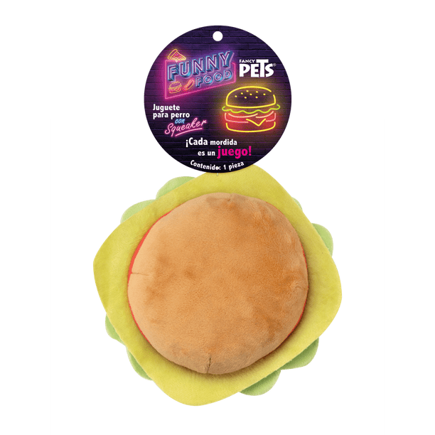 Juguete Mordible Para Perro Con Sonido Resistente Fancy Pets. Hamburguesa