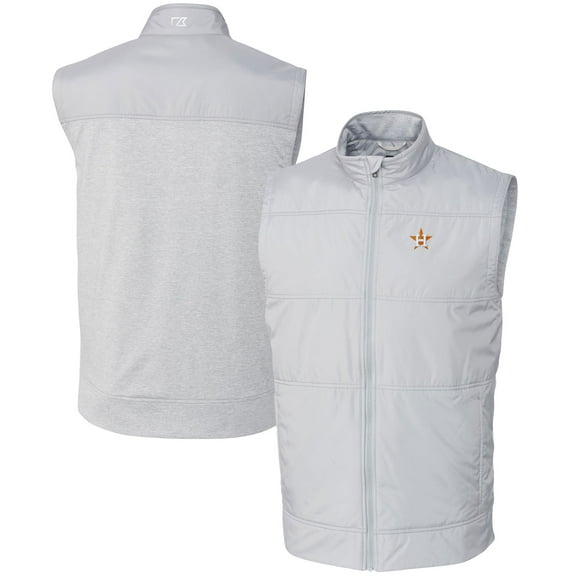 Men's Cutter & Buck  Gray Houston Astros Stealth Hybrid Quilted Windbreaker Full-Zip Vest