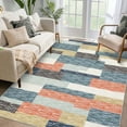 thumbnail image 2 of Hasoo 4' x 6' Area Rug for Living Room Modern Geometric Washable Rug Patchwork Indoor Low Pile Throw Carpet for Dorm, Red/Blue, 2 of 6