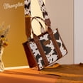 thumbnail image 3 of Wrangler Cow Print Tote Bag for Women Western Purse Boho Top Handle Satchel Handbag with Signature Strap, Cow-Brown, 3 of 8