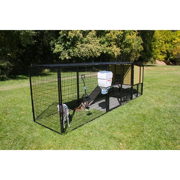 4' X 4' K9 Kennel Castle House With 7' Tall 4' X 16' Run-Metal Cover-Ultimate