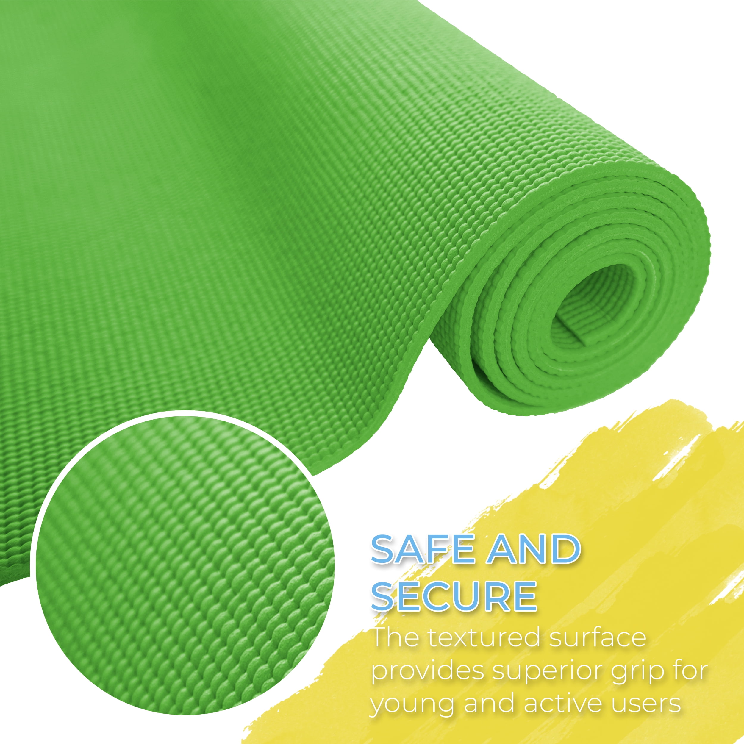 Hello Fit Kids Short Yoga Mat, Non-Toxic Bulk Exercise Mats, Non-Slip, 10 Pack, Assorted