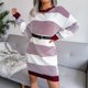 thumbnail image 2 of Vestido de punto de suéter de empalme de rayas sueltas casual de moda de mujer Fridja  nbo2628, 2 of 6