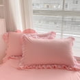 thumbnail image 2 of MOOWOO Chic Ruffle Lace Twin Duvet Cover Set Pink Bedding, Girl's 2 Piece with Zipper Soft & Light, 2 of 9
