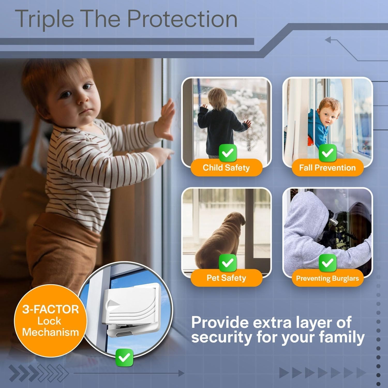 Todays Kids Sliding Glass Door Lock 2 Pack - Child Proof Lock for Sliding Door, Easy to Install Sliding Window Lock - Strong Adhesive Sliding Door Security Lock, Window Locks & Sliding Door Lock