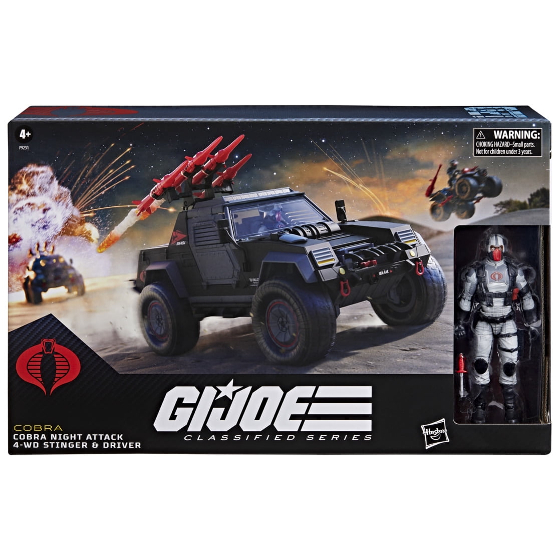 G.I. Joe Classified Series #120, Cobra Night Attack 4-WD Stinger & Driver, 6” Action Figure & Vehicle