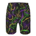 thumbnail image 4 of Kdxio Neon Mardi Gras Pattern Mens Casual Shorts - Drawstring Summer Beach Sports Shorts for Men, 4 of 9