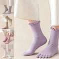 thumbnail image 6 of Ruffle Accent Toe Socks Breathable Fabric Sock for Casual Outfits and Long Hours Daily Wear Separated Toe Socks, 6 of 9
