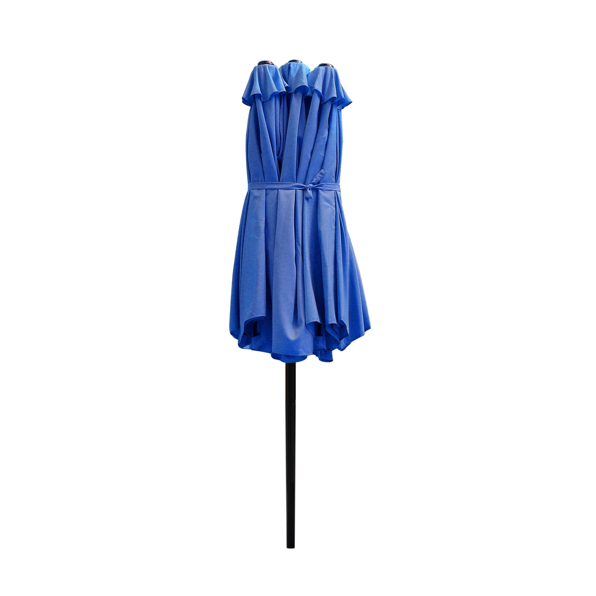 Abble 15x9 ft. Large Double Sided Rectangular Patio Market Umbrella with Crank Lift - Heavy Duty Steel Sun Shade for Pool, Deck, Backyard, Navy