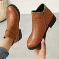 thumbnail image 4 of Hvyesh Women's Chunky Low Heel Ankle Boots Classic Round Toe Side Zipper Buckle Short Bootie 2025 Winter Pull On Spring Dress Shoes,Boots for Women Clearance, 4 of 7
