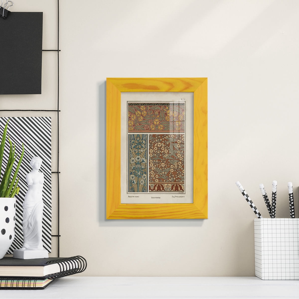 Nouveau Decorative II - Framed Print w/glass - Sunflower Yellow
