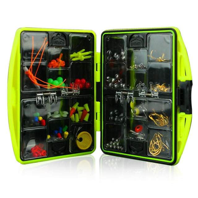 Fishing Accessories Kit Including Hook Weights Fishing Swivels Snaps Fishing Line Beads Fishing Set with Tackle Box Green