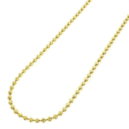 Silver Plated Ball Chain - Sterling Silver Italian 2mm Ball Bead Moon Cut Solid 925 Yellow Gold Plated Necklace Chain 16