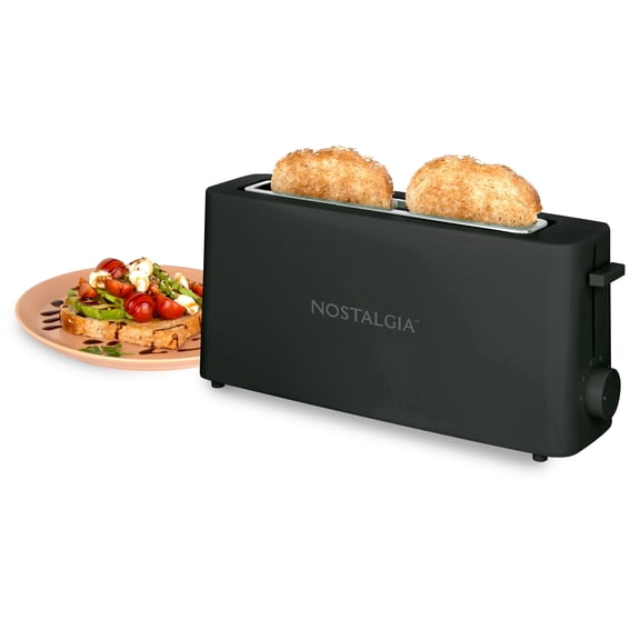 Nostalgia Slim 2-Slice Toaster, 900 Watts, Blackberry