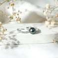 thumbnail image 4 of Rosec Jewels Tahitian Pearl Wedding Bridal Ring Set of 2 - Black Pearl Engagement Ring with Enhancer - AAA Quality, 925 Sterling Silver, US 4.00, 4 of 9