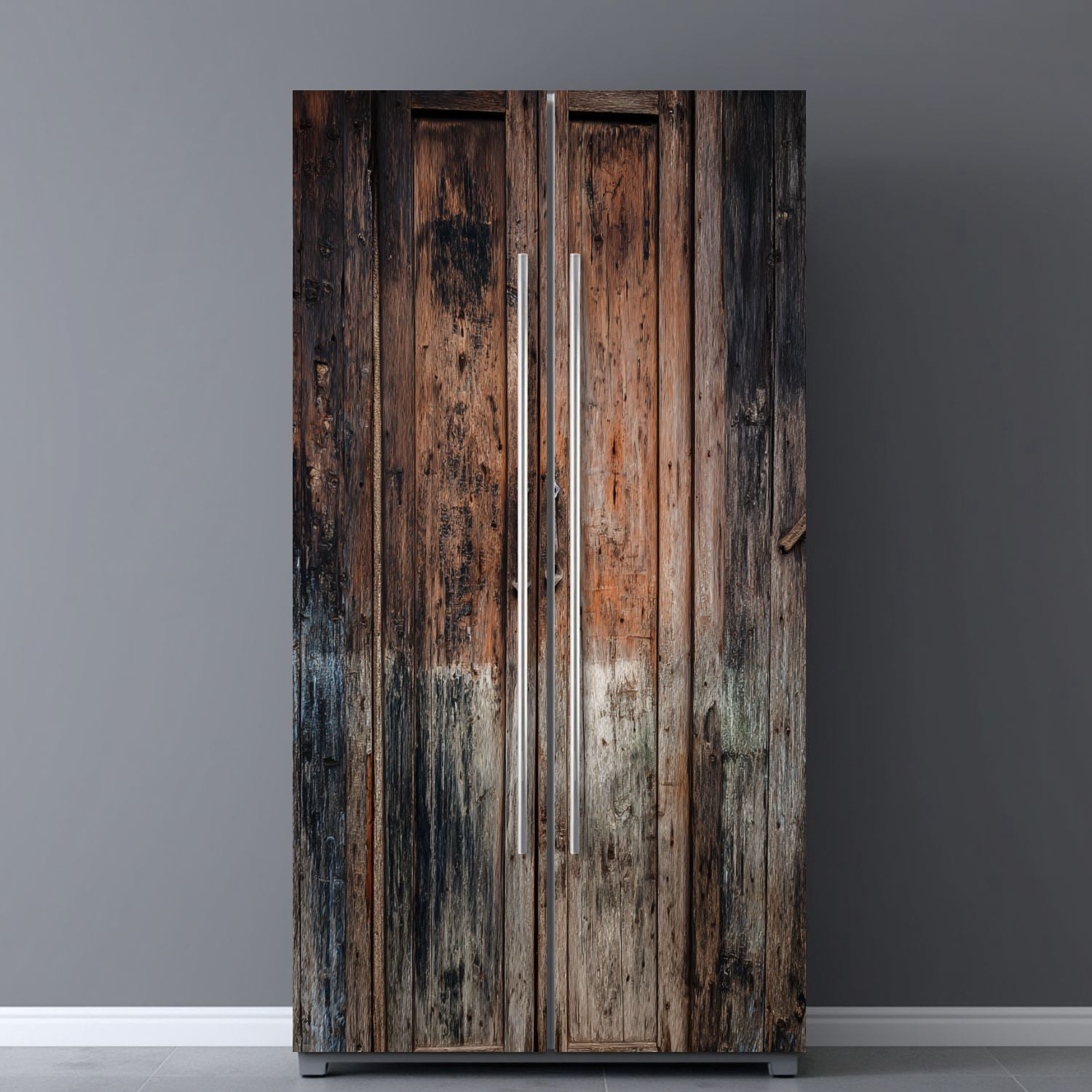 Self Adhesive Vinyl Refrigerator Wrap Set Wooden Door Mural Removable Fridge Sticker Peel and Stick&nbsp;Full Door Cover Decal Kitchen Bar Decor