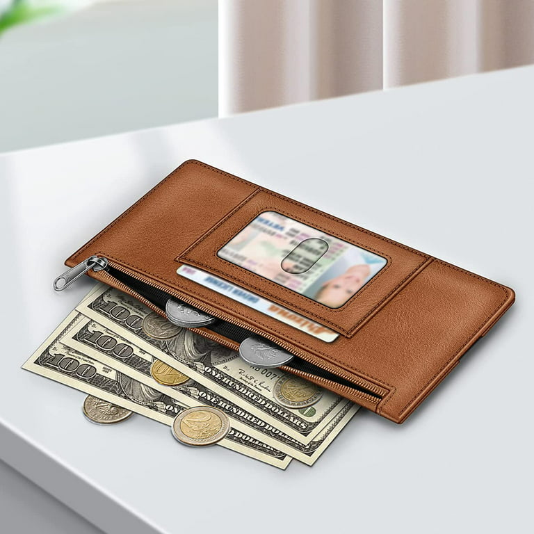 Slim Womens Mens Leather Wallet Money Clip Coin Purse Credit Card Holder  Slots