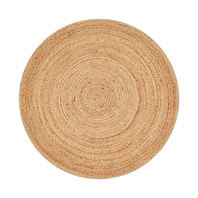 Alfombra Area Savi Home de yute tejida a mano, 120 cm, redonda, beige, vintage