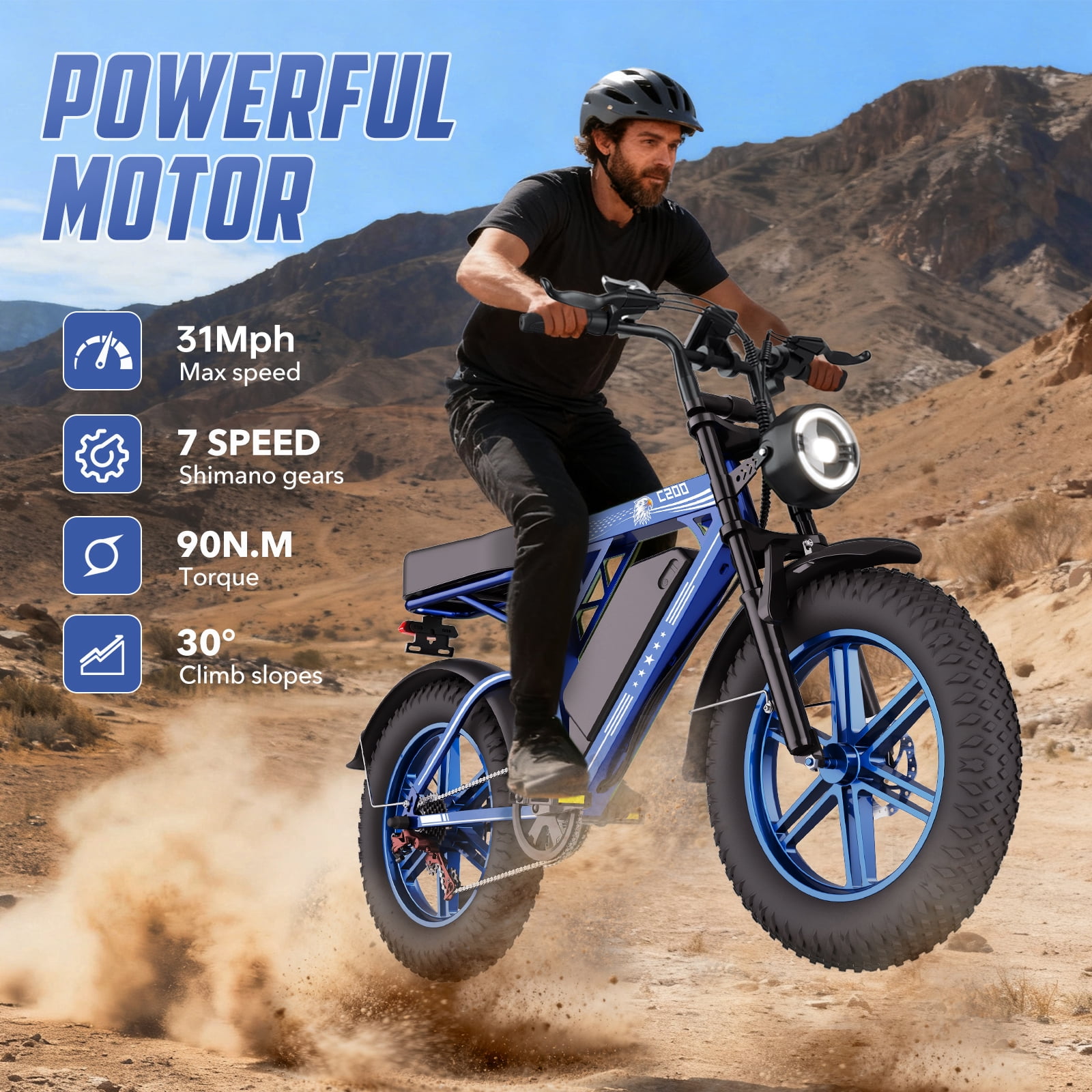 UL2849 Electric Bike for Adults, 1000W Motor, 20"x4" Fat Tire, 48V/17.5AH