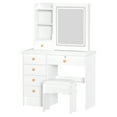 thumbnail image 2 of Vanity Table with Adjustable 3 Color Brightness Adjustment Sliding Lighted Mirror, Dressing Table Set with 6 Drawers And Multi Hidden Storage Shelves, Dorm Home Bedroom Desk with Cushioned Stool, 2 of 8