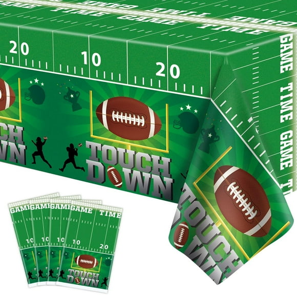 Football Fiesta Table Covers - 4 Pack Disposable Tablecloths for Game Day Celebrations, Tailgate Parties, and Birthday Events. Perfect for Touchdown Themed Decor!