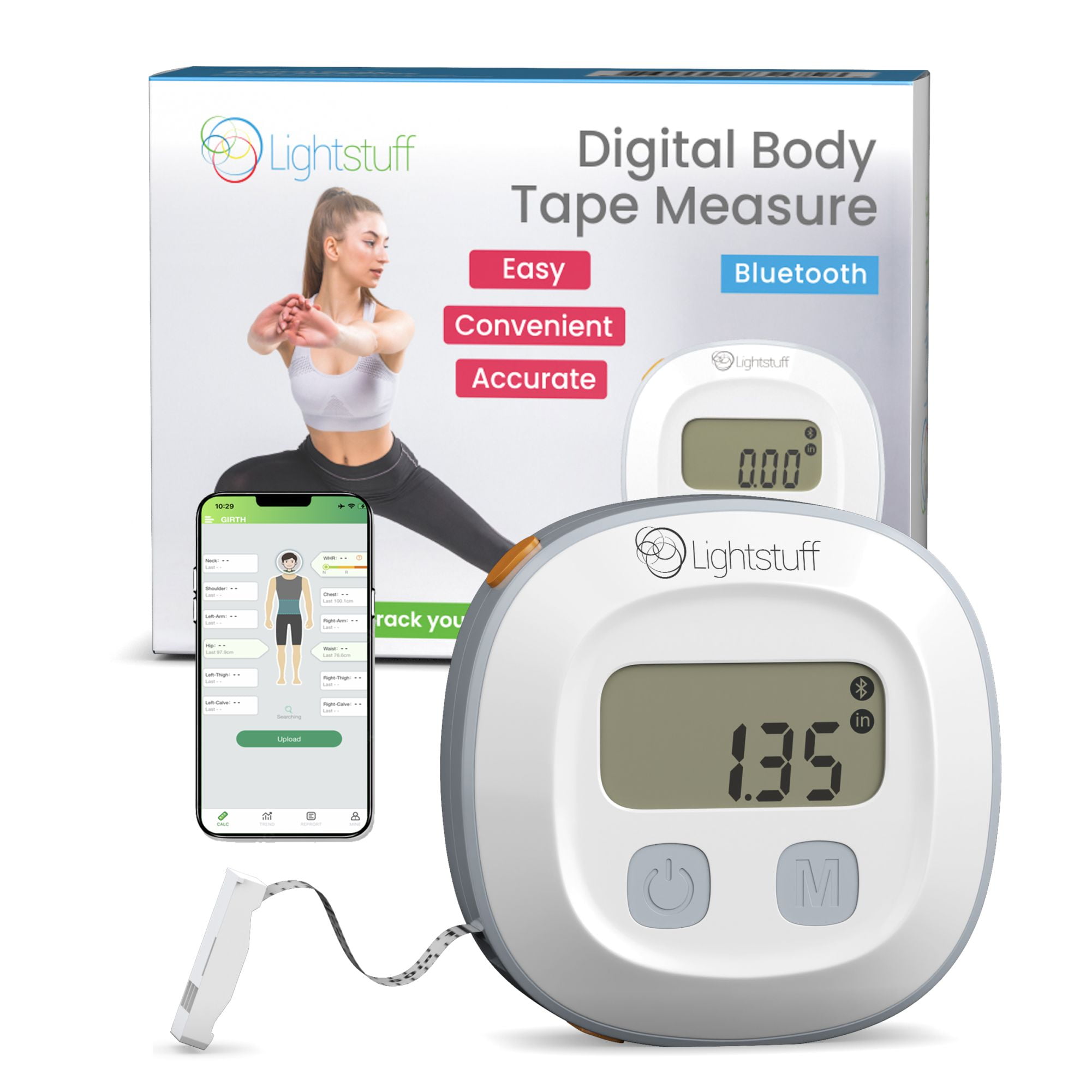 Retractable Digital Smart Body Tape Measure with App Portable 150cm  Bluetooth LED Electronic Health Test