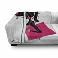 thumbnail image 2 of Fashion Soft Flannel Fleece Blanket, Young Woman Looking at a Shoe Store Shopping Female Dressing on Plain, Cozy Plush for Indoor and Outdoor Use, 70" x 90", Hot Pink Charcoal Grey, by Ambesonne, 2 of 5