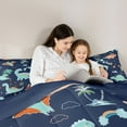 thumbnail image 4 of Castle Fairy Kawaii Animal Dinosaur Bedding Comforter Set 7 Pieces for Children Teens Adults,Cute Jungle Wildlife Full Bedding Set Lightweight,Cartoon Rainbow Dino Fitted Sheet Flat Sheet, 4 of 8