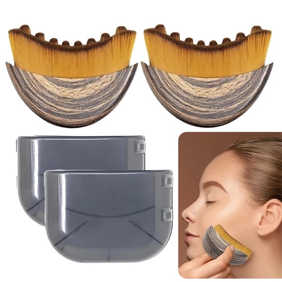 Kitgody 2 PCS Lymphatic Sculpting Facial Brush Set, Portable Chin and Neck Relaxation Tool, Beauty Massager with Travel Storage Case - Tan