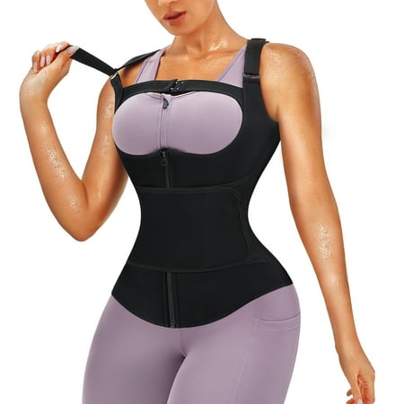 

Eleady Women Sauna Waist Trainer Vest Weight Loss Sweat Suit Neoprene Corset Trimmer Workout Body Shaper Shirt Tank top(Black 3X-Large)